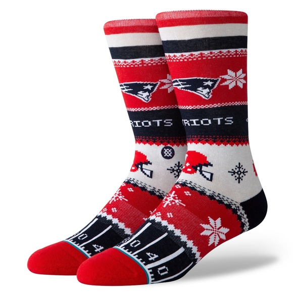STANCE "New England Patriots" Holiday Sweater Crew Socks Mens SZ L - Picture 1 of 1
